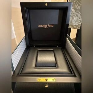 Audemars Piguet Black Leather Watch Gift Box with Gold Accents